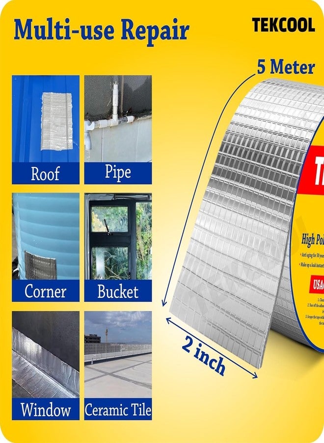 TEKCOOL شريط لاصق قوي للغاية مقاوم للماء من TEKCOOL لإصلاح دائم من الألومنيوم والبوتيل ورقائق المطاط، مناسب لتسربات الأسقف، والتشققات السطحية، وفجوات عتبات النوافذ، وسد القوارب، وتجديد المنازل (5 سم × 5 م (عبوة من قطعتين)). - Image 4